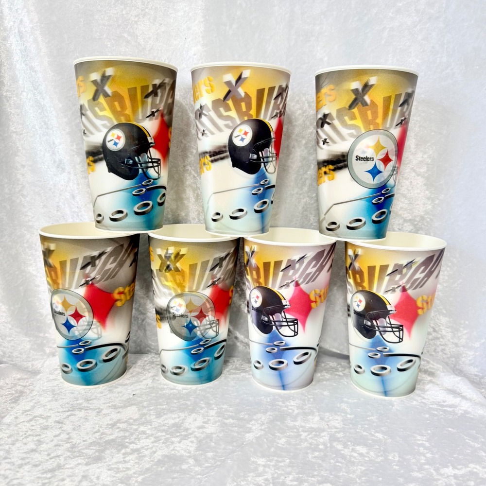 Pittsburgh Steelers NFL Cups Set of 7 Capitol Cups Souvenir Hologram Tailgate‎
